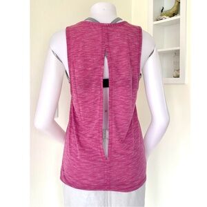 Pink open back activewear sleeveless top by Rainbeau